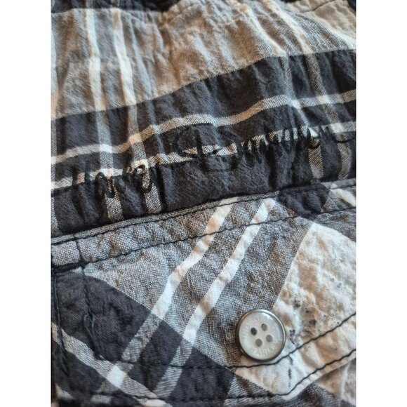 Harley-Davidson Womens Black & White Plaid Button-Up Shirt W/ Lace & Embroidered - Picture 4 of 6